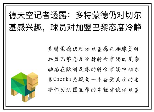 德天空记者透露：多特蒙德仍对切尔基感兴趣，球员对加盟巴黎态度冷静