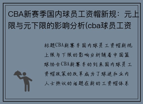 CBA新赛季国内球员工资帽新规：元上限与元下限的影响分析(cba球员工资帽什么意思)